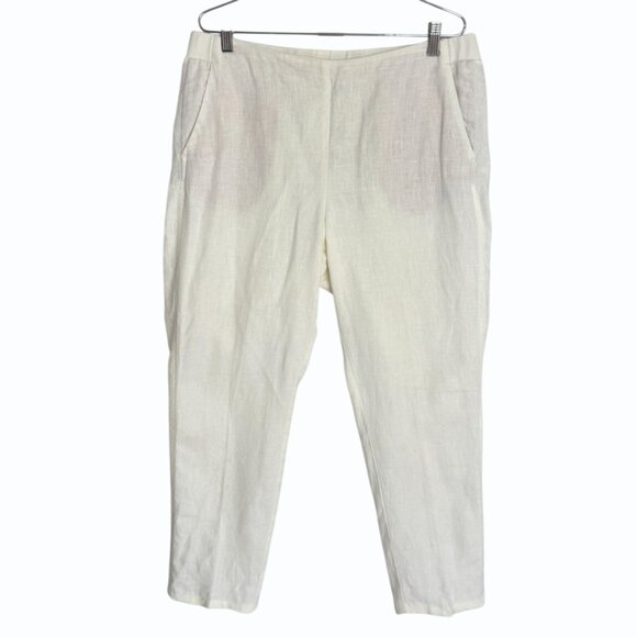 J. Jill Womens Love Linen Pants Size M Off White Ankle Beachy Summer Minimalist - Picture 1 of 11